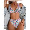 imageSOLY HUX Bikini Sets for Women Floral Print Scallop Trim Swimsuit Two Piece Bathing SuitsMulticoloured Floral