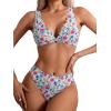 imageSOLY HUX Bikini Sets for Women Floral Print Scallop Trim Swimsuit Two Piece Bathing SuitsMulticoloured Floral