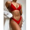 imageSOLY HUX Bikini Sets for Women Sexy Triangle High Cut Bikini Bathing Suits 2 Piece SwimsuitSolid Red
