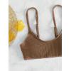 imageSOLY HUX Bikini Sets for Women Solid Textured Bikini Bathing Suits 2 Piece SwimsuitMocha Brown Plain