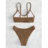imageSOLY HUX Bikini Sets for Women Solid Textured Bikini Bathing Suits 2 Piece SwimsuitMocha Brown Plain