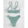 imageSOLY HUX Bikini Sets for Women Solid Textured Bikini Bathing Suits 2 Piece SwimsuitPlain Mint Green