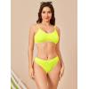 imageSOLY HUX Bikini Sets for Women Solid Textured Bikini Bathing Suits 2 Piece SwimsuitPure Lime Green