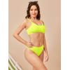 imageSOLY HUX Bikini Sets for Women Solid Textured Bikini Bathing Suits 2 Piece SwimsuitPure Lime Green