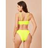 imageSOLY HUX Bikini Sets for Women Solid Textured Bikini Bathing Suits 2 Piece SwimsuitPure Lime Green