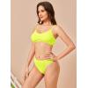 imageSOLY HUX Bikini Sets for Women Solid Textured Bikini Bathing Suits 2 Piece SwimsuitPure Lime Green
