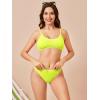 imageSOLY HUX Bikini Sets for Women Solid Textured Bikini Bathing Suits 2 Piece SwimsuitPure Lime Green