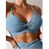 imageSOLY HUX Bikini Sets for Women Twist Front High Waisted Swimsuit Two Piece Bathing SuitsPlian Blue