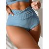 imageSOLY HUX Bikini Sets for Women Twist Front High Waisted Swimsuit Two Piece Bathing SuitsPlian Blue