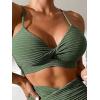 imageSOLY HUX Bikini Sets for Women Twist Front High Waisted Swimsuit Two Piece Bathing SuitsPure Olive Green