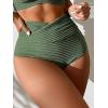 imageSOLY HUX Bikini Sets for Women Twist Front High Waisted Swimsuit Two Piece Bathing SuitsPure Olive Green