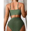 imageSOLY HUX Bikini Sets for Women Twist Front High Waisted Swimsuit Two Piece Bathing SuitsPure Olive Green