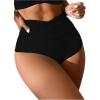 imageSOLY HUX Bikini Sets for Women Twist Front High Waisted Swimsuit Two Piece Bathing SuitsSolid Black
