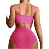 imageSOLY HUX Bikini Sets for Women Twist Front High Waisted Swimsuit Two Piece Bathing SuitsSolid Hotpink