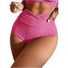 imageSOLY HUX Bikini Sets for Women Twist Front High Waisted Swimsuit Two Piece Bathing SuitsSolid Hotpink