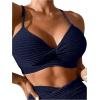 imageSOLY HUX Bikini Sets for Women Twist Front High Waisted Swimsuit Two Piece Bathing SuitsSolid Navy Blue
