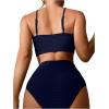 imageSOLY HUX Bikini Sets for Women Twist Front High Waisted Swimsuit Two Piece Bathing SuitsSolid Navy Blue