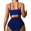imageSOLY HUX Bikini Sets for Women Twist Front High Waisted Swimsuit Two Piece Bathing SuitsSolid Royal Blue