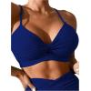 imageSOLY HUX Bikini Sets for Women Twist Front High Waisted Swimsuit Two Piece Bathing SuitsSolid Royal Blue