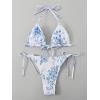 imageSOLY HUX Womens 2 Piece Bikini Set Halter String Triangle Tie Side Swimsuit Bathing SuitsBlue and White Floral