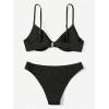 imageSOLY HUX Womens Bathing Suit Smocked Underwire Bikini Sets Two Piece SwimsuitPlain Black