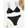 imageSOLY HUX Womens Bathing Suit Smocked Underwire Bikini Sets Two Piece SwimsuitPlain Black