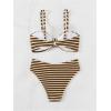 imageSOLY HUX Womens Bikini Sets Striped Bowknot Bathing Suits Spaghetti Strap Two Piece SwimsuitBrown Striped