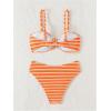 imageSOLY HUX Womens Bikini Sets Striped Bowknot Bathing Suits Spaghetti Strap Two Piece SwimsuitOrange Striped
