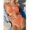 imageSOLY HUX Womens Bikini Sets Striped Bowknot Bathing Suits Spaghetti Strap Two Piece SwimsuitOrange Striped