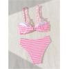 imageSOLY HUX Womens Bikini Sets Striped Bowknot Bathing Suits Spaghetti Strap Two Piece SwimsuitPink Striped