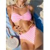 imageSOLY HUX Womens Bikini Sets Striped Bowknot Bathing Suits Spaghetti Strap Two Piece SwimsuitPink Striped