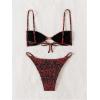imageSOLY HUX Womens Bikini Sets Two Piece Leopard Print Swimsuit High Cut Spaghetti Straps Bathing SuitRed Leopard