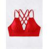imageSOLY HUX Womens Bikini Tops V Neck Criss Cross Back Spaghetti Strap Padded Bathing Suit Swim Top OnlyPlain Red