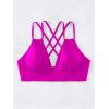 imageSOLY HUX Womens Bikini Tops V Neck Criss Cross Back Spaghetti Strap Padded Bathing Suit Swim Top OnlyPure Hotpink