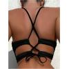 imageSOLY HUX Womens Criss Cross Lace Up Back Bikini Top Swimsuit Bathing Suit TopsPlain Black