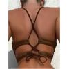 imageSOLY HUX Womens Criss Cross Lace Up Back Bikini Top Swimsuit Bathing Suit TopsPlain Coffee Brown
