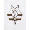 imageSOLY HUX Womens Criss Cross Lace Up Back Bikini Top Swimsuit Bathing Suit TopsPlain Coffee Brown