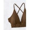 imageSOLY HUX Womens Criss Cross Lace Up Back Bikini Top Swimsuit Bathing Suit TopsPlain Coffee Brown
