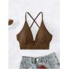 imageSOLY HUX Womens Criss Cross Lace Up Back Bikini Top Swimsuit Bathing Suit TopsPlain Coffee Brown