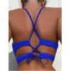 imageSOLY HUX Womens Criss Cross Lace Up Back Bikini Top Swimsuit Bathing Suit TopsPlain Royal Blue