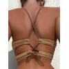imageSOLY HUX Womens Criss Cross Lace Up Back Bikini Top Swimsuit Bathing Suit TopsPure Brown