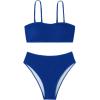 imageSOLY HUX Womens Floral Print Smocked Bikini Set 2 Piece Swimsuit Bathing SuitsSolid Royal Blue