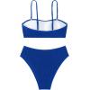 imageSOLY HUX Womens Floral Print Smocked Bikini Set 2 Piece Swimsuit Bathing SuitsSolid Royal Blue