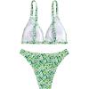 imageSOLY HUX Womens Floral Print Spaghetti Strap Bikini Bathing Suit 2 Piece SwimsuitsGreen Floral