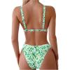 imageSOLY HUX Womens Floral Print Spaghetti Strap Bikini Bathing Suit 2 Piece SwimsuitsGreen Floral