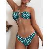 imageSOLY HUX Womens Floral Print Tie Front Bandeau Bikini Bathing Suit 2 Piece SwimsuitsOlive Green Floral