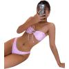 imageSOLY HUX Womens Floral Print Tie Front Bandeau Bikini Bathing Suit 2 Piece SwimsuitsPink