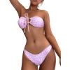imageSOLY HUX Womens Floral Print Tie Front Bandeau Bikini Bathing Suit 2 Piece SwimsuitsPink