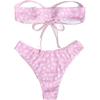 imageSOLY HUX Womens Floral Print Tie Front Bandeau Bikini Bathing Suit 2 Piece SwimsuitsPink