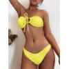 imageSOLY HUX Womens Floral Print Tie Front Bandeau Bikini Bathing Suit 2 Piece SwimsuitsYellow Floral